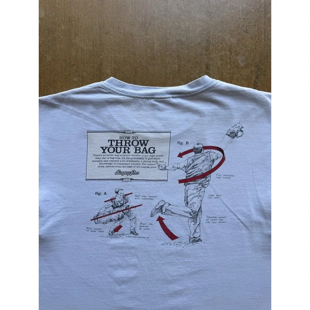 VTG 2006 Bogey Pro How To Throw A Bag Golf Parody Funny T-Shirt Y2K Blue XL